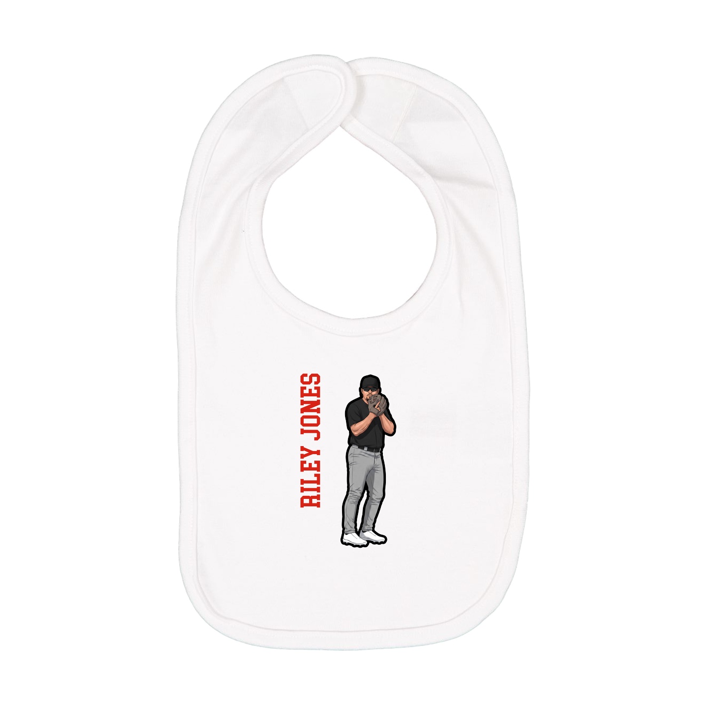 Infant Bib — Name Vertical in White