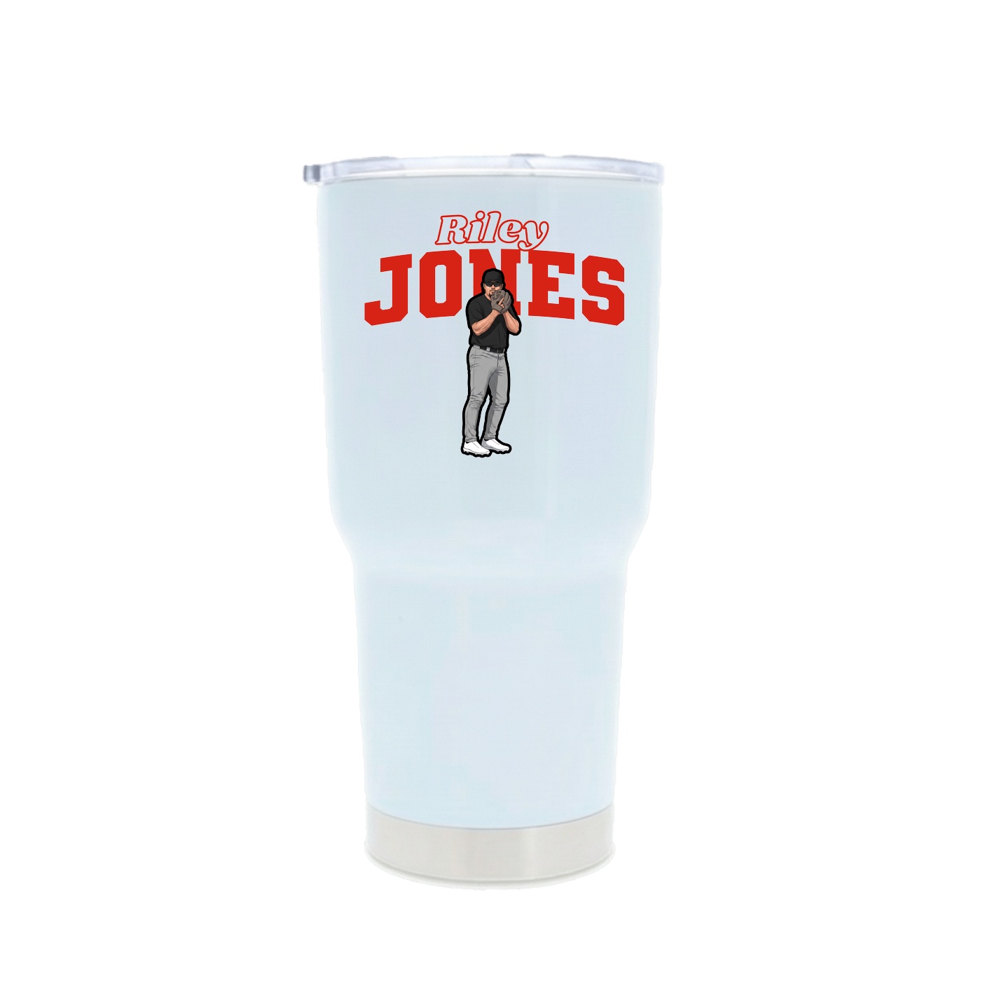30oz Stainless Steel Tumbler — Name Arch in White