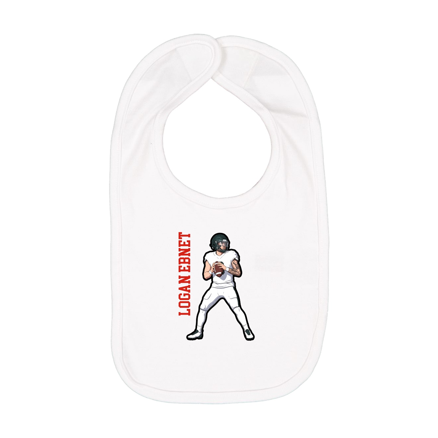 Infant Bib — Name Vertical in White
