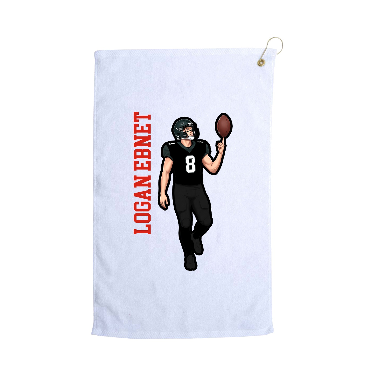 Golf Towel — Name Vertical in White