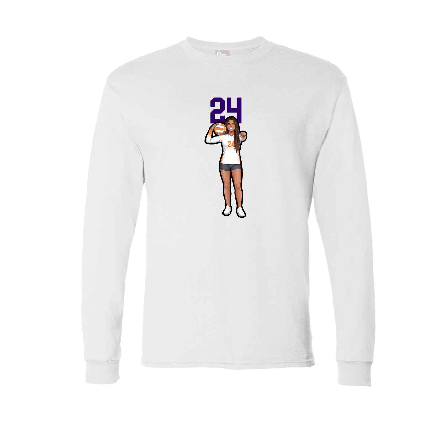 Long Sleeve Tee — Number Top in White