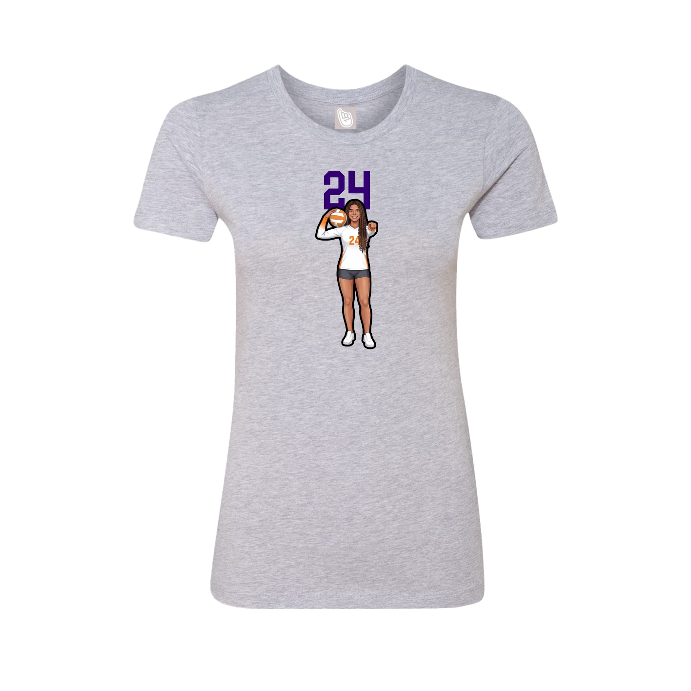 Fitted Women's Tee — Number Top in Grey