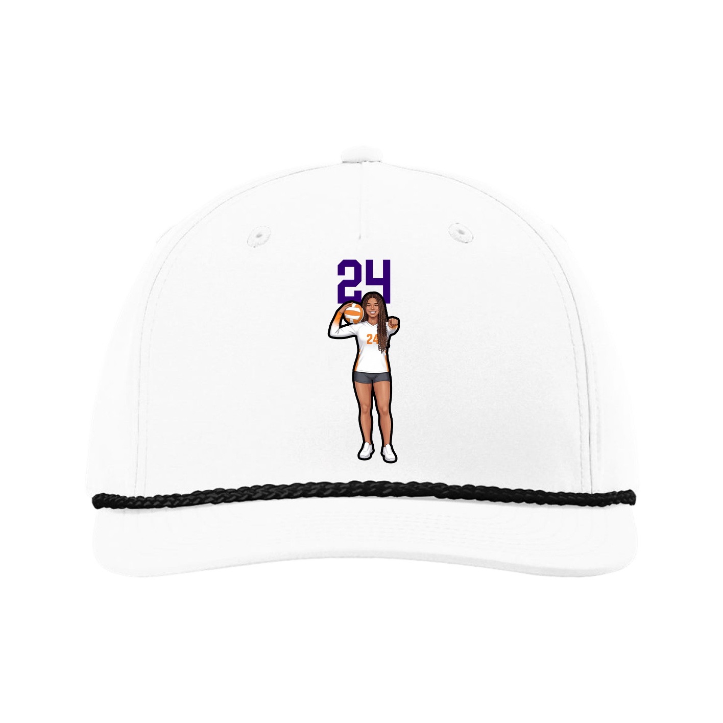Five-Panel Classic Rope Cap — Number Top in White