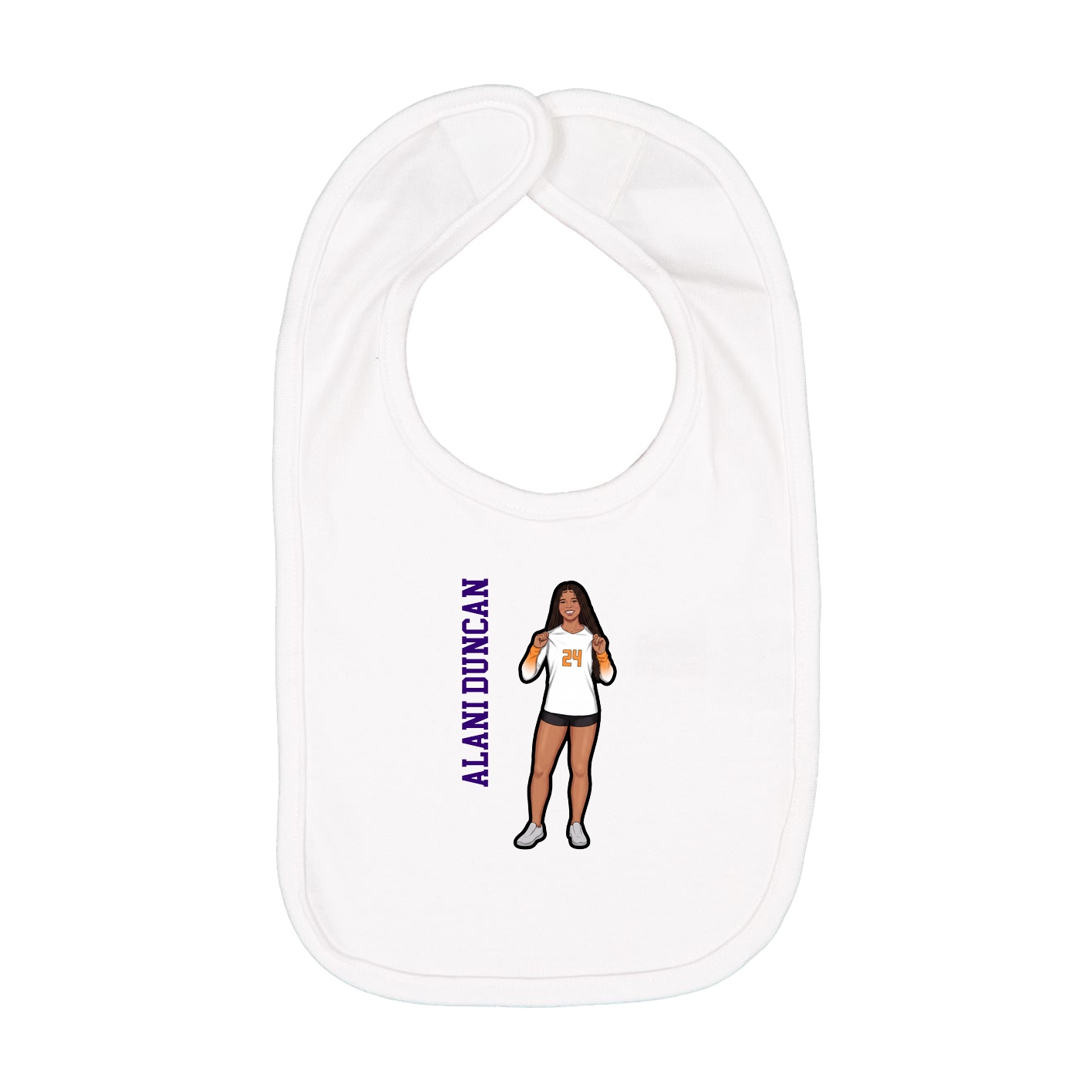 Infant Bib — Name Vertical in White