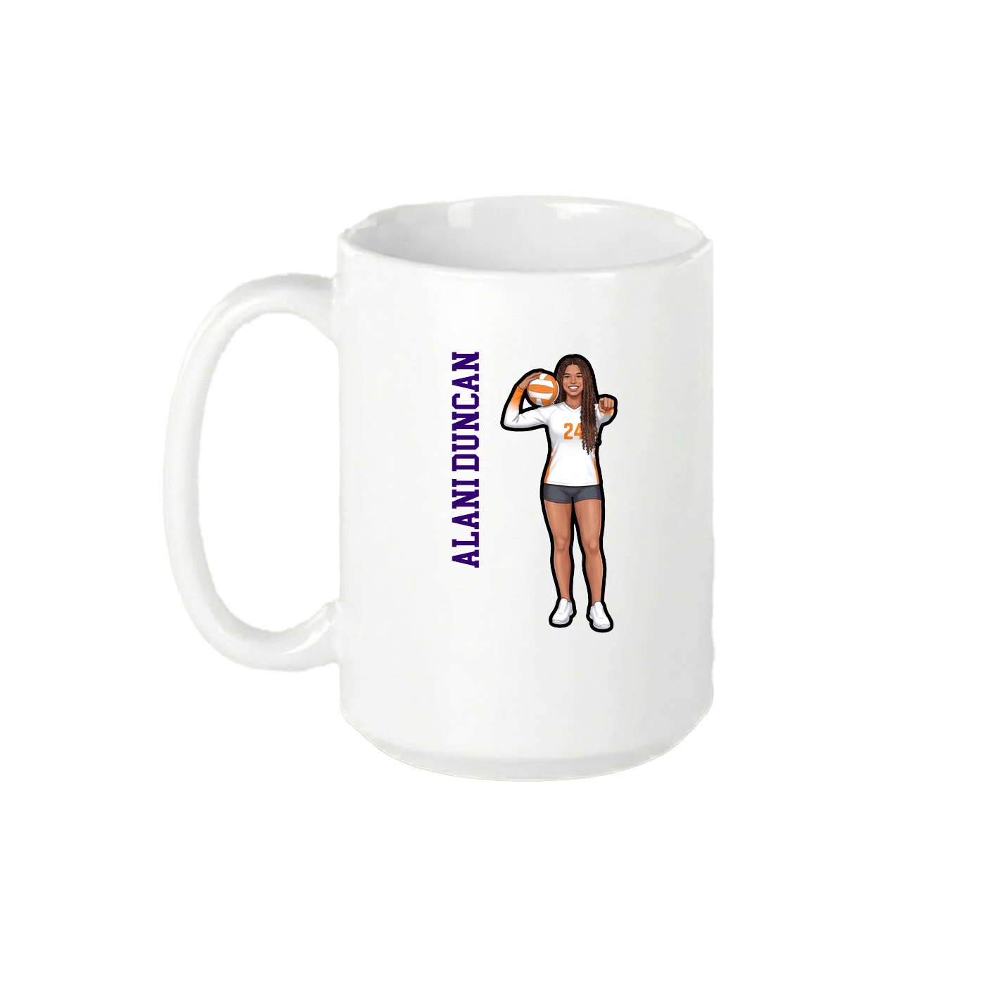 15oz Coffee Mug — Name Vertical in White