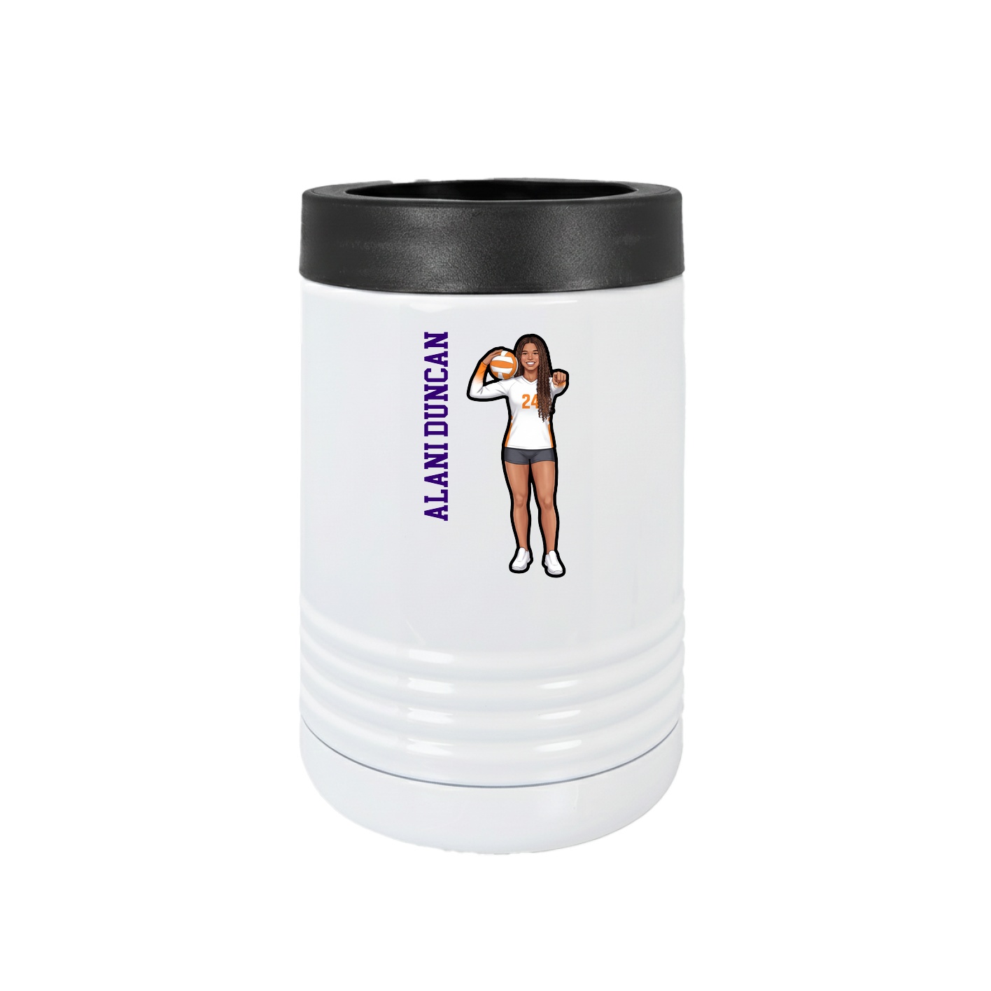 Beverage Holder — Name Vertical in White