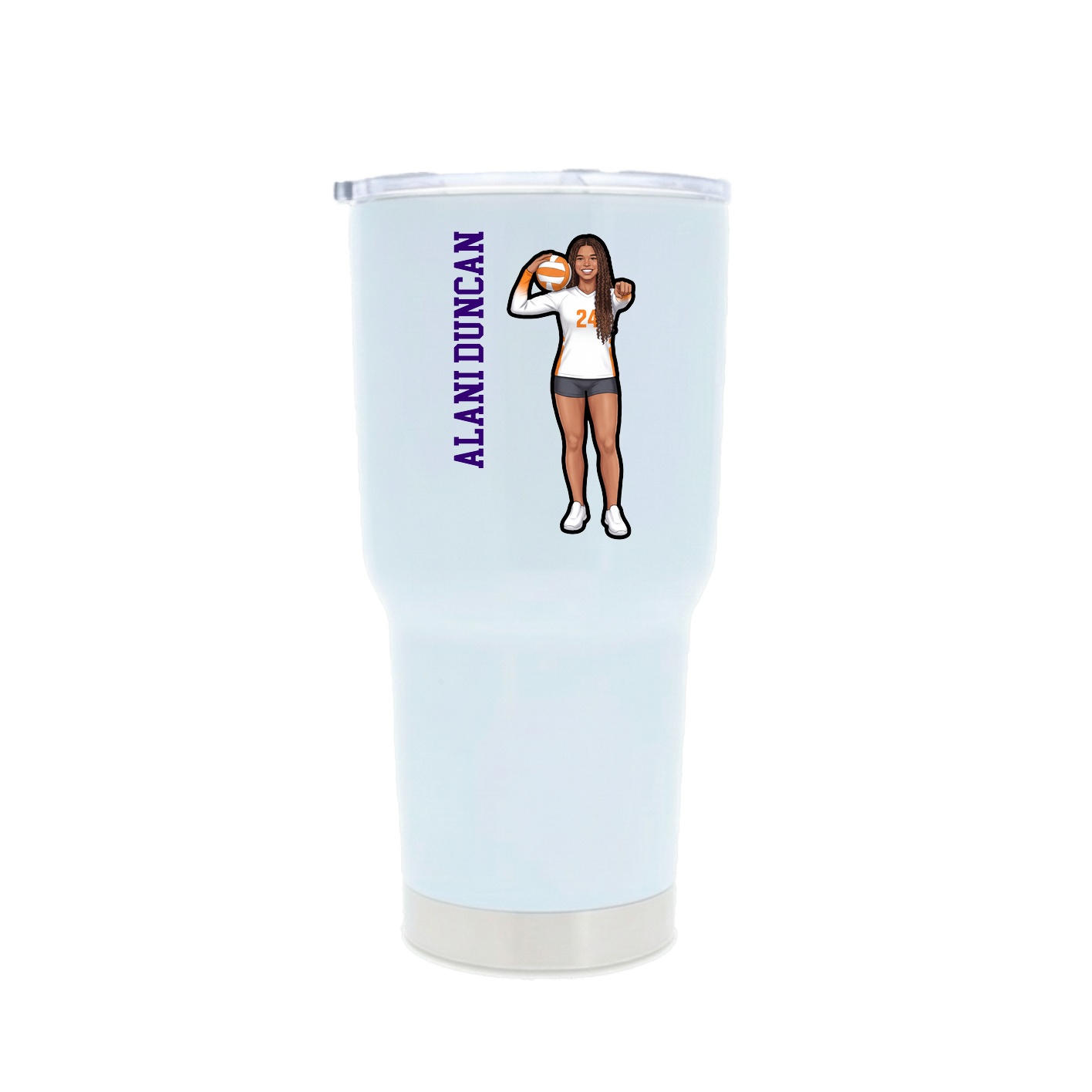 30oz Stainless Steel Tumbler — Name Vertical in White