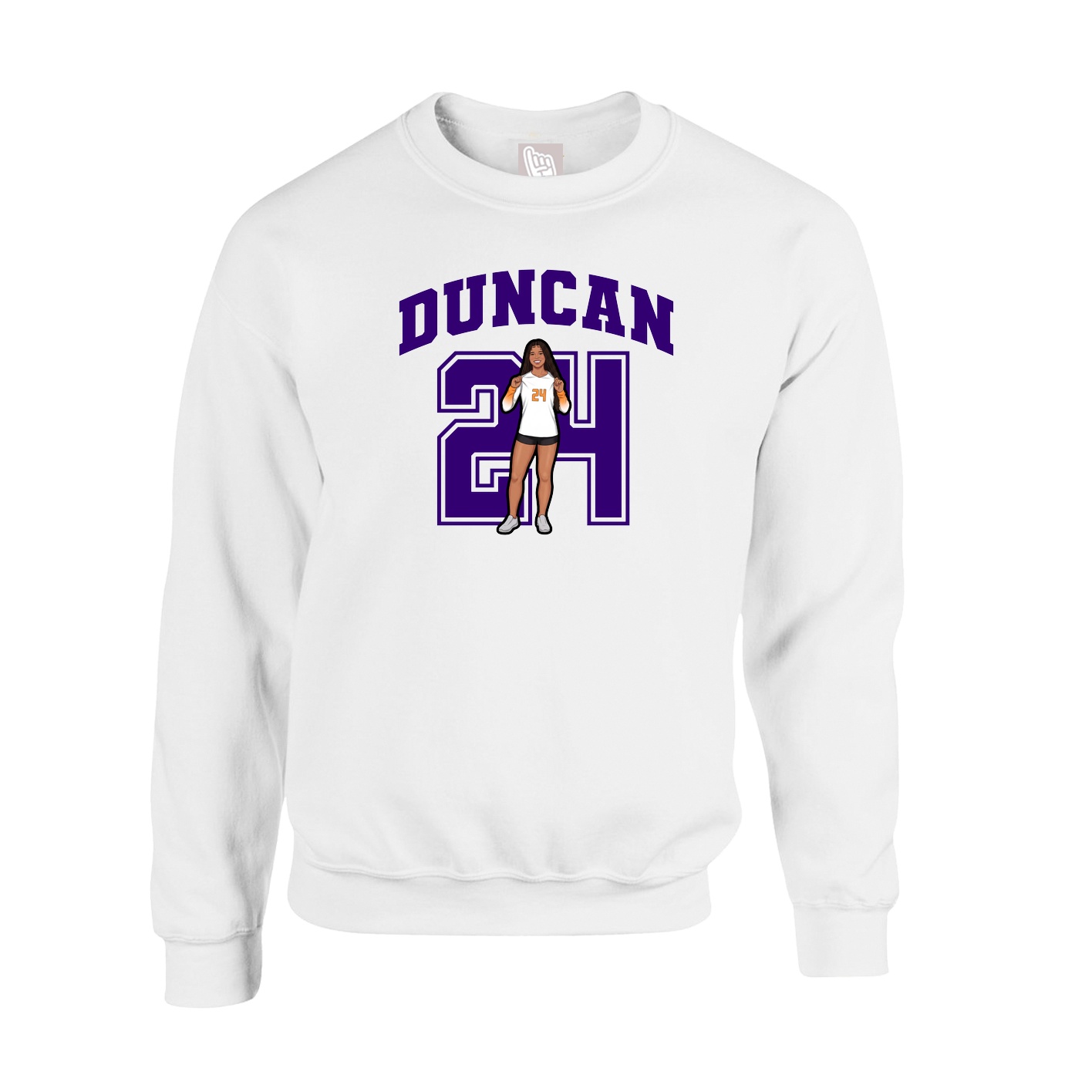 Fleece Crew — Number in White