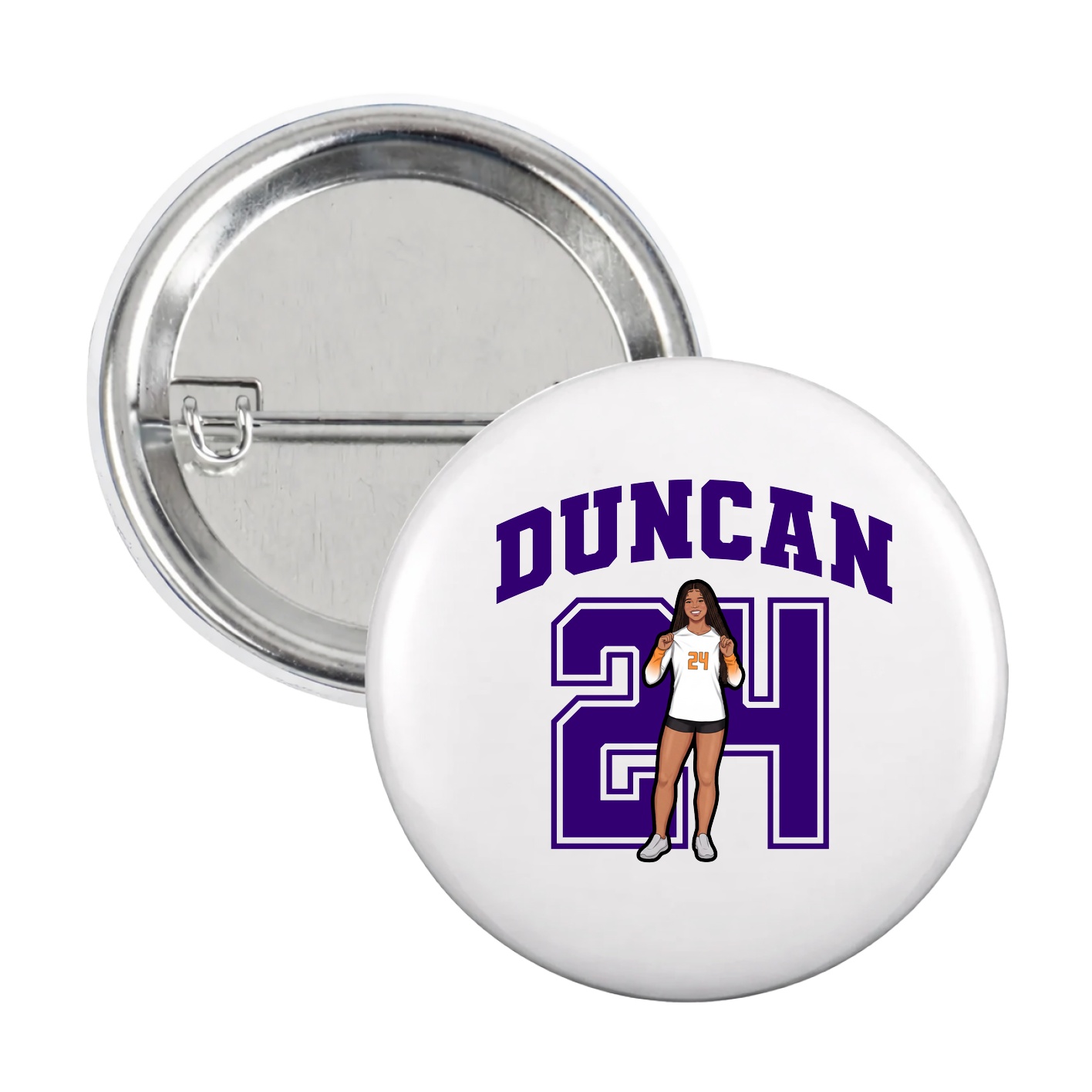 Game Day Button — Number in White