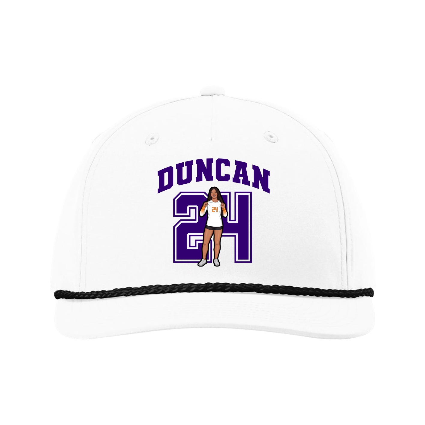 Five-Panel Classic Rope Cap — Number in White