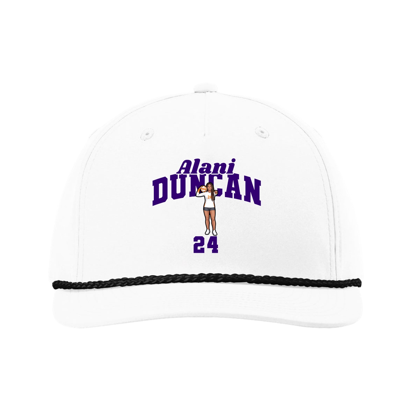 Five-Panel Classic Rope Cap — Signature Arch in White