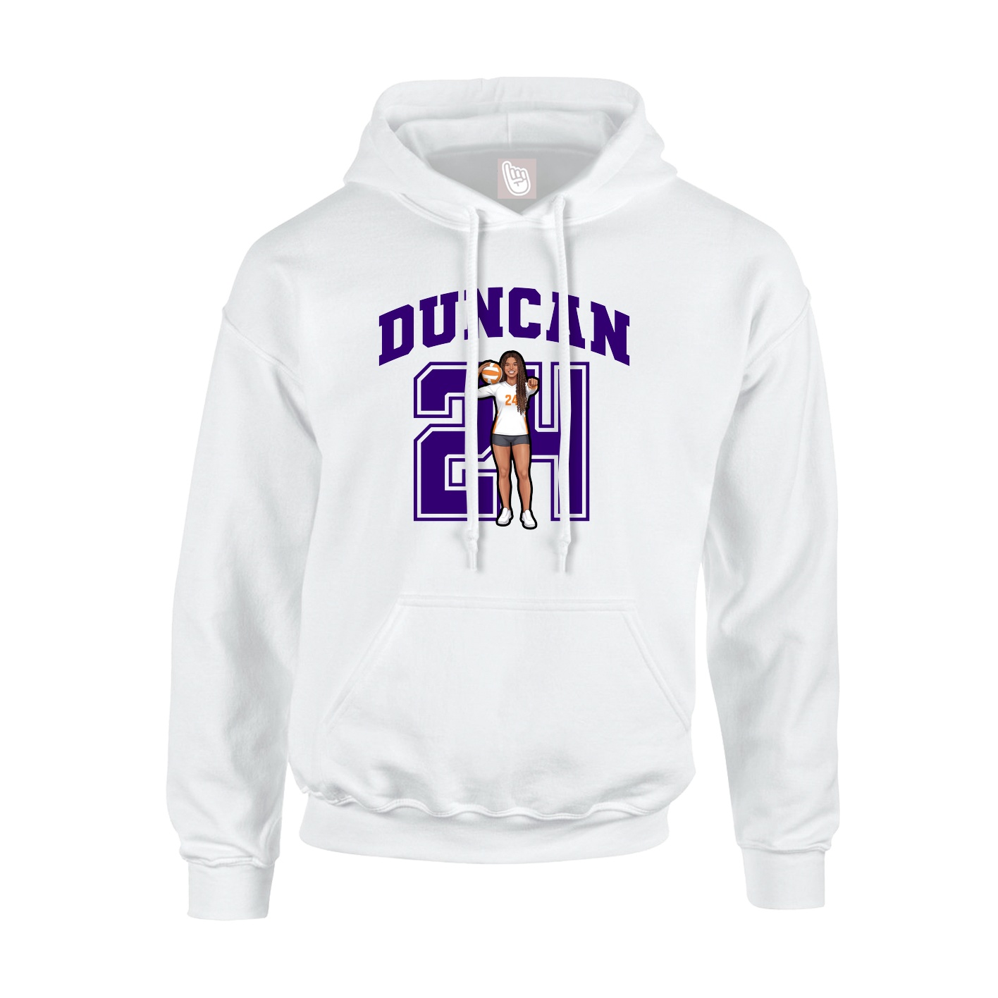 Youth Hoodie — Number in White