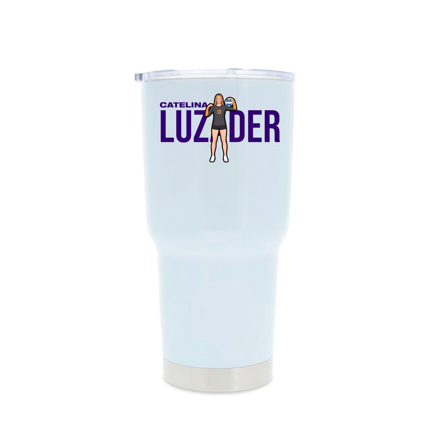 30oz Stainless Steel Tumbler — Player Name in White