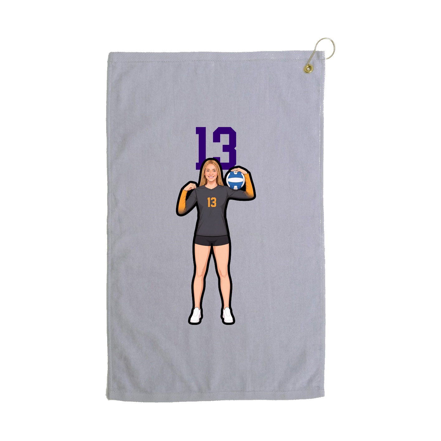 Golf Towel — Number Top in Grey