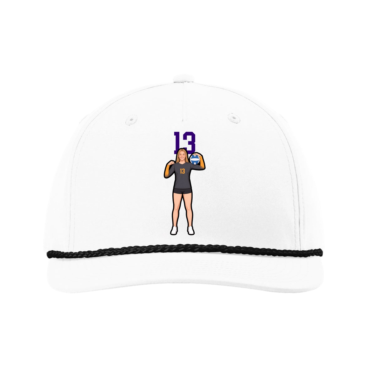 Five-Panel Classic Rope Cap — Number Top in White