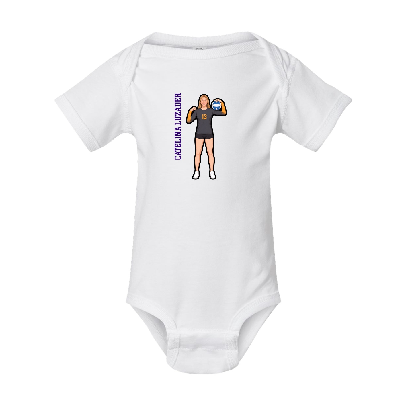 Baby Onesie — Name Vertical in White