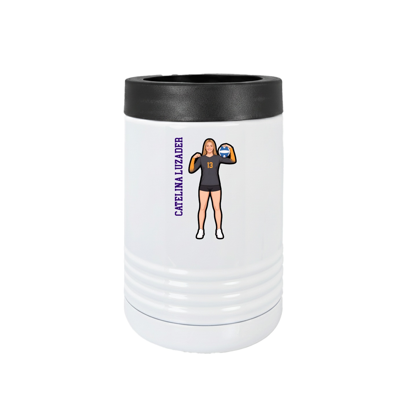 Beverage Holder — Name Vertical in White