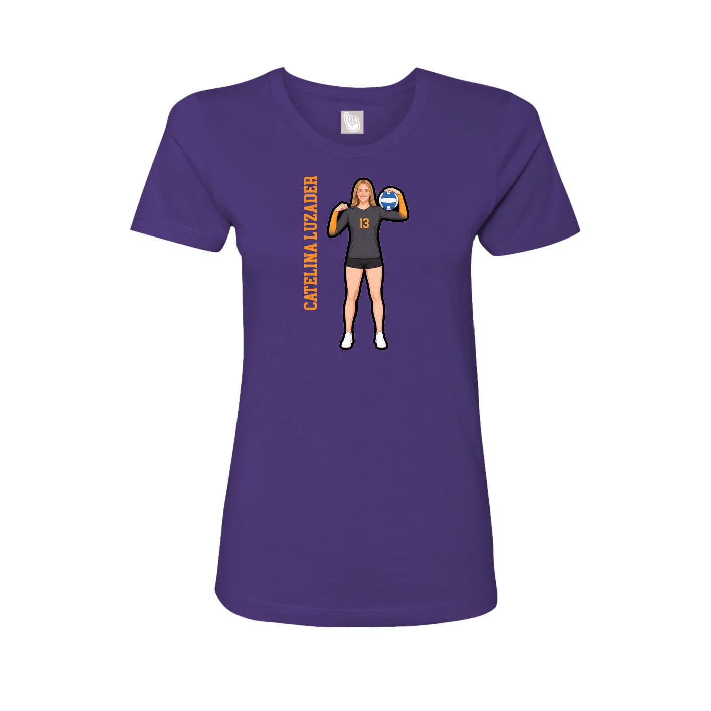 Fitted Women's Tee — Name Vertical in Purple