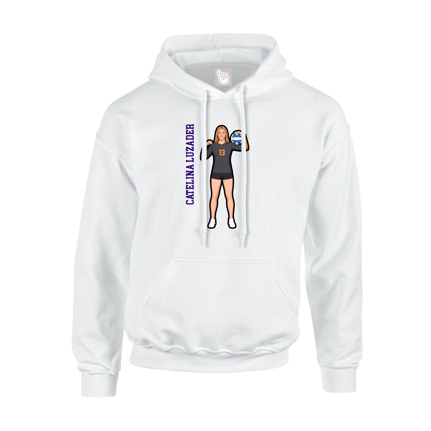 Youth Hoodie — Name Vertical in White