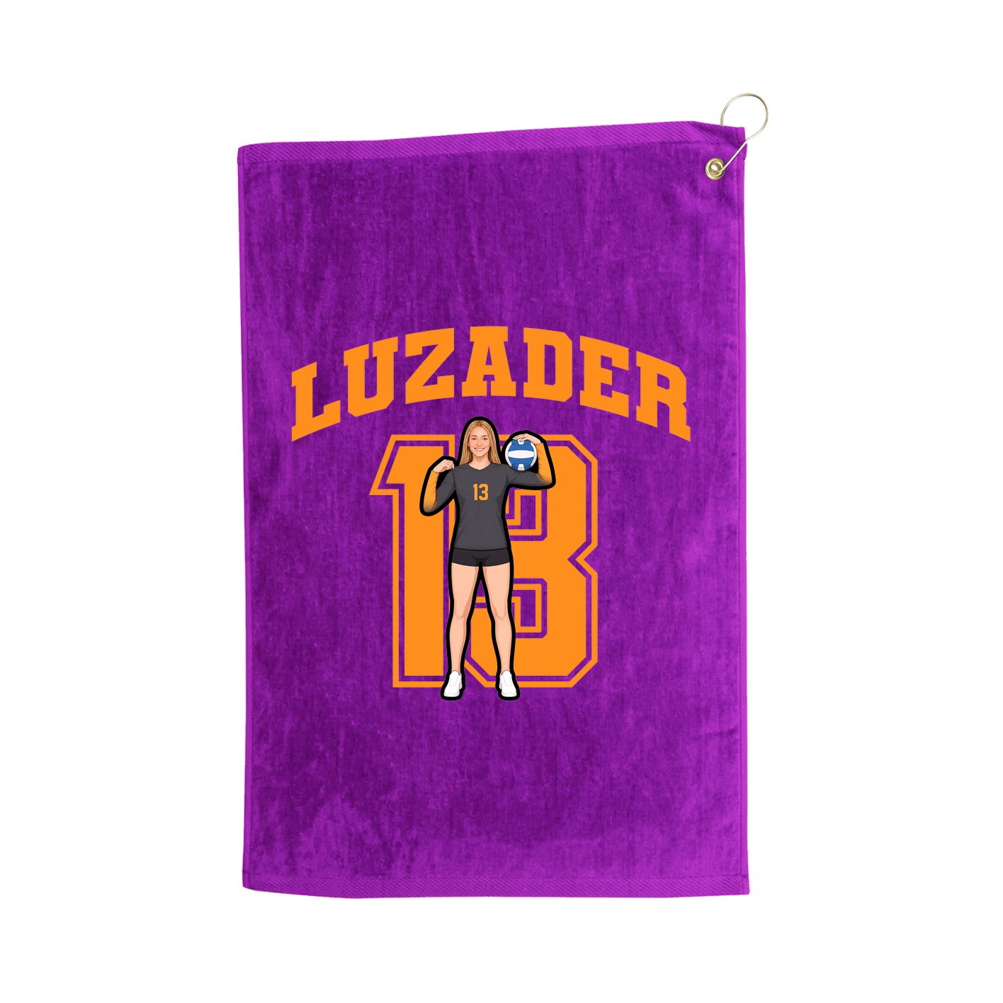 Golf Towel — Number in Purple