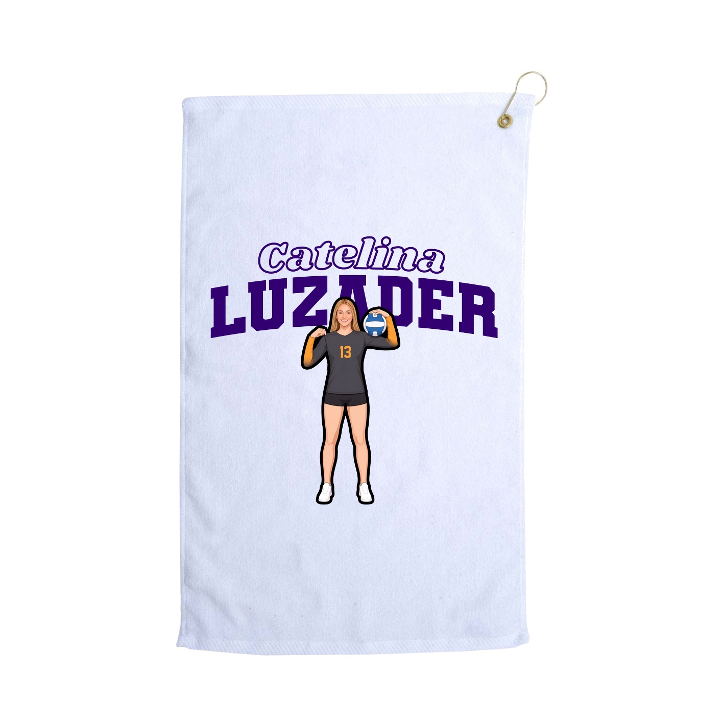Golf Towel — Name Arch in White