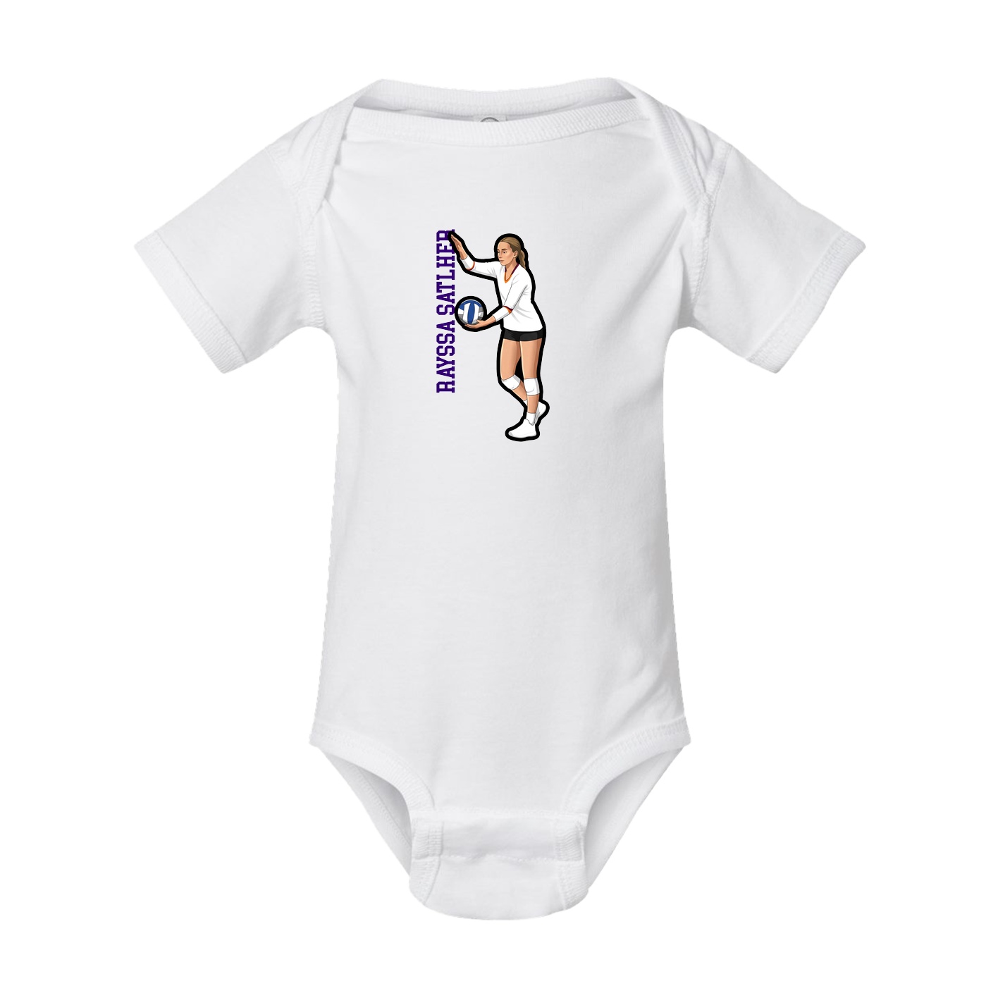 Baby Onesie — Name Vertical in White