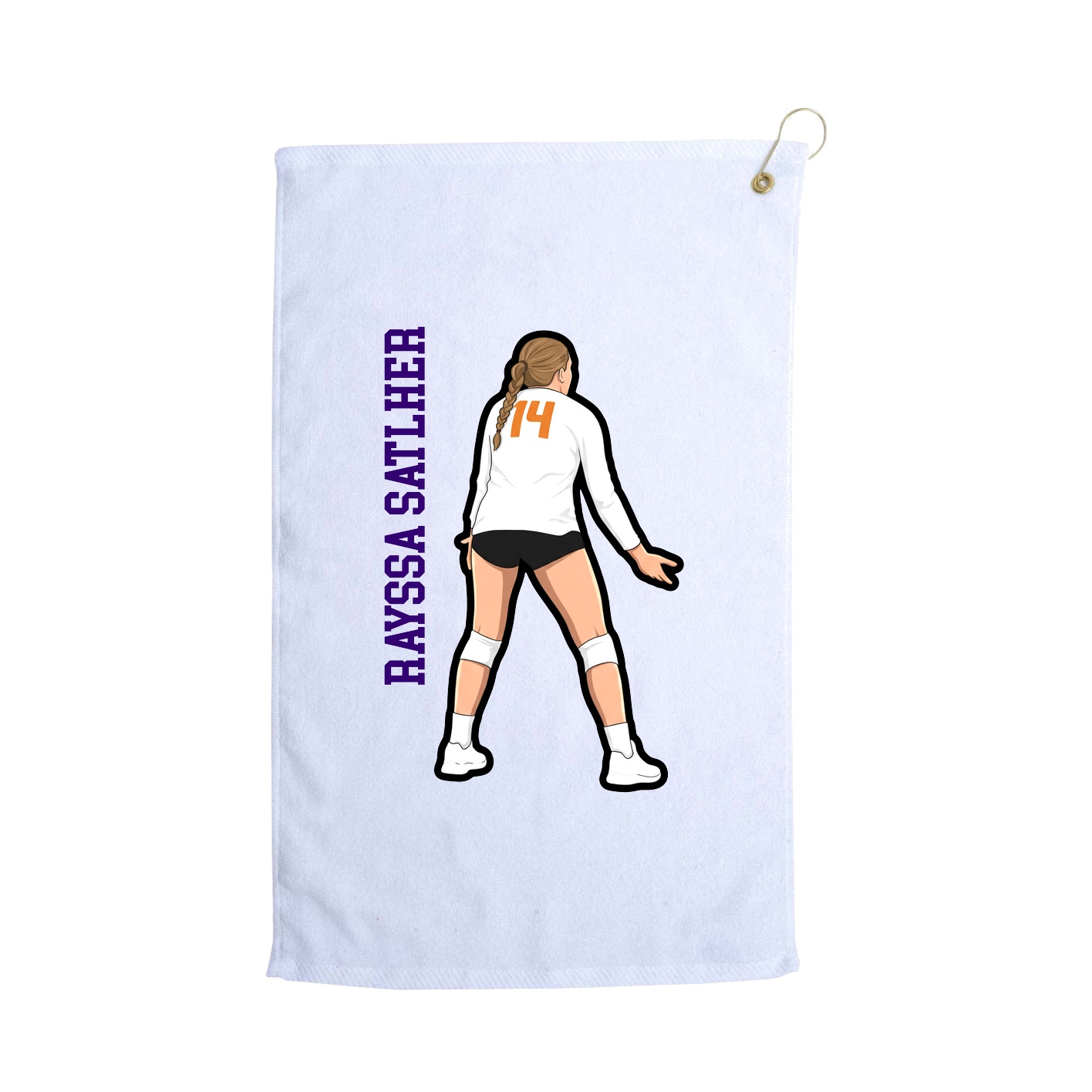 Golf Towel — Name Vertical in White