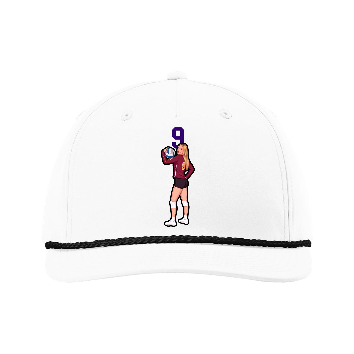 Five-Panel Classic Rope Cap — Number Top in White