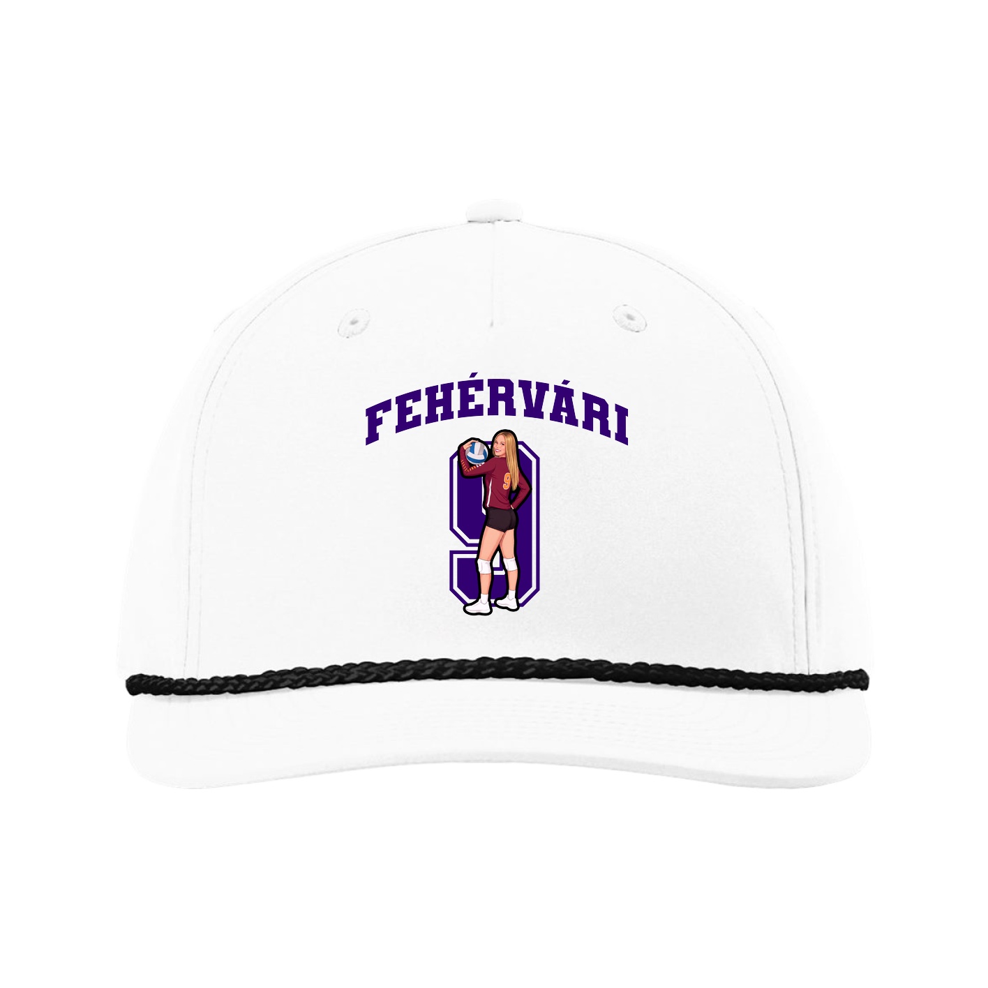 Five-Panel Classic Rope Cap — Number in White