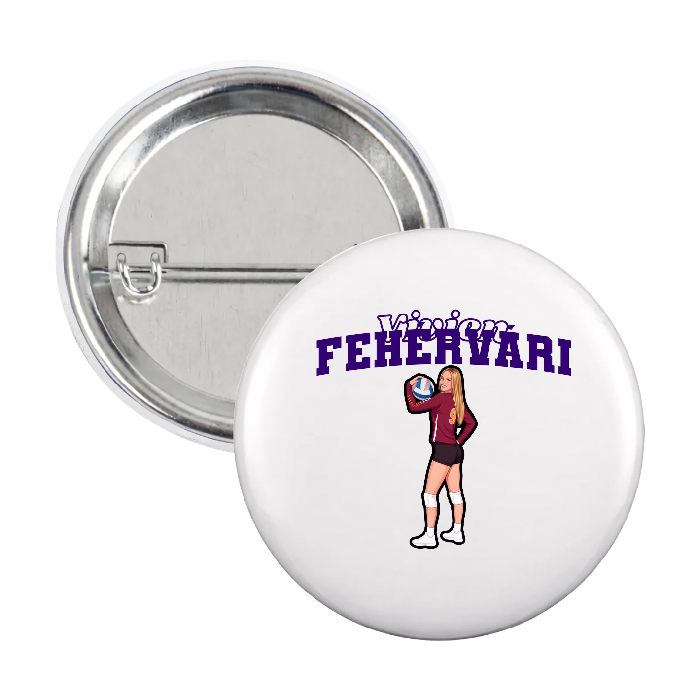 Game Day Button — Name Arch in White
