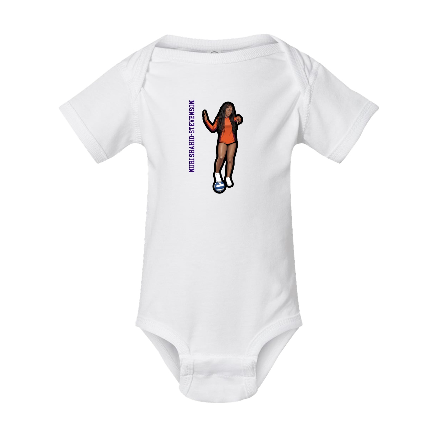Baby Onesie — Name Vertical in White
