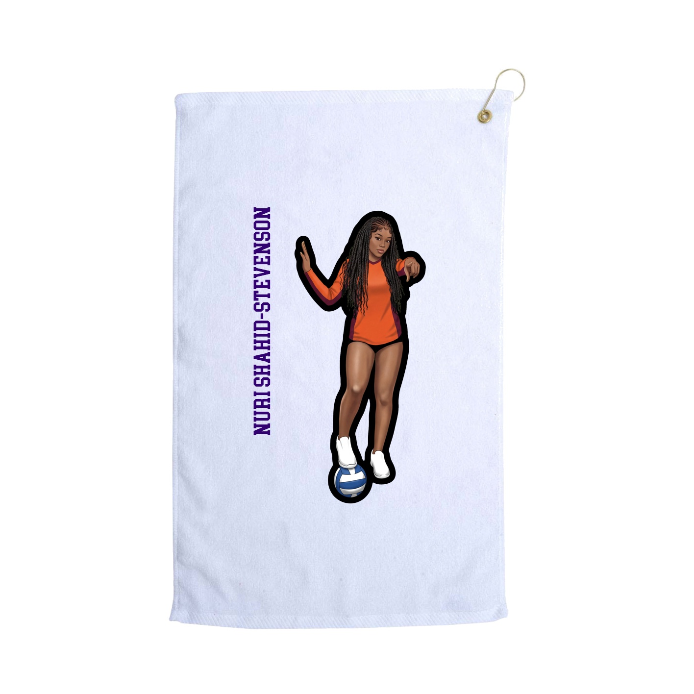 Golf Towel — Name Vertical in White