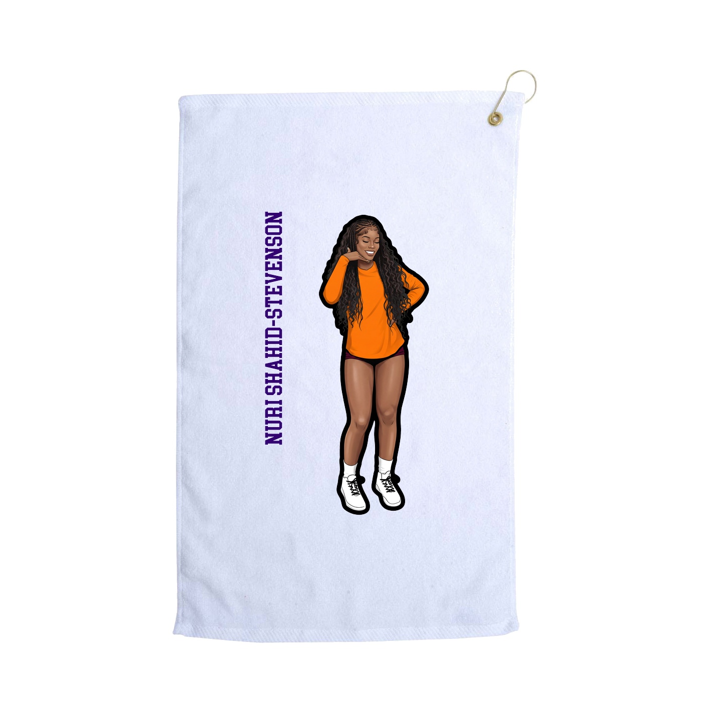 Golf Towel — Name Vertical in White