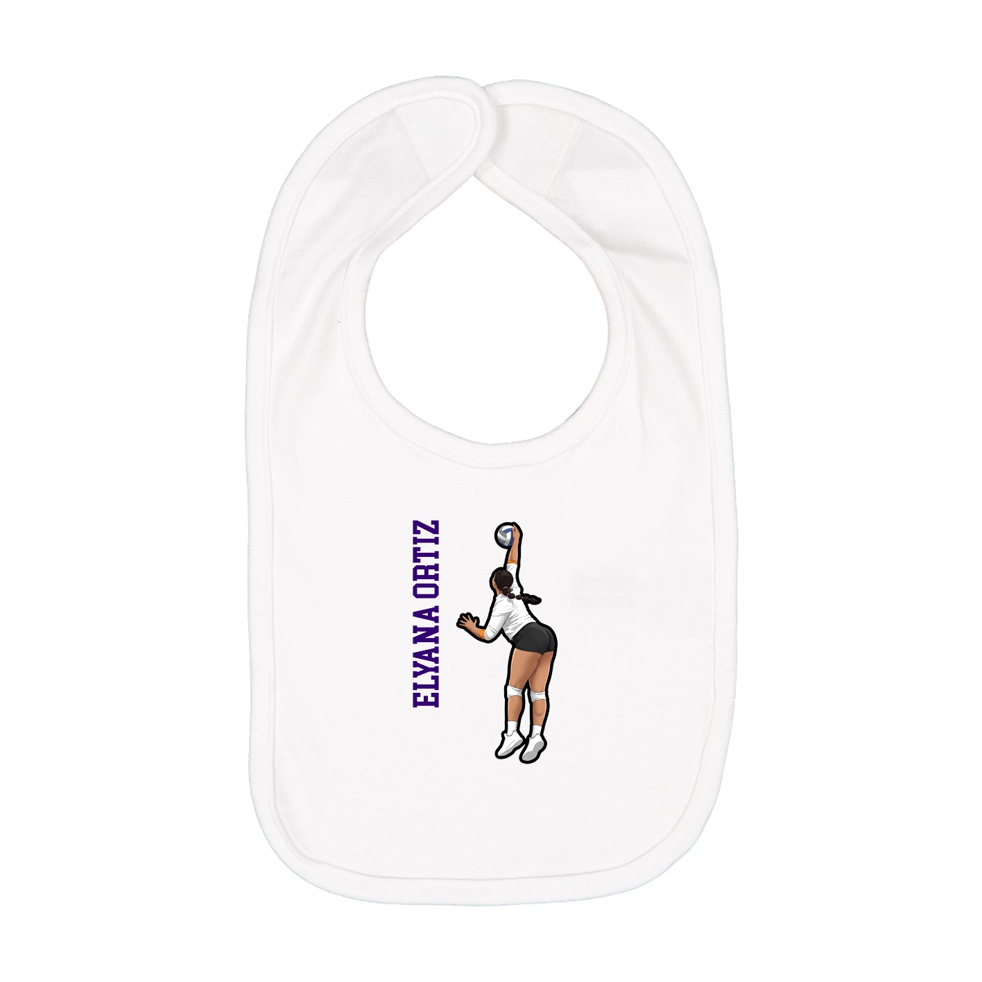 Infant Bib — Name Vertical in White