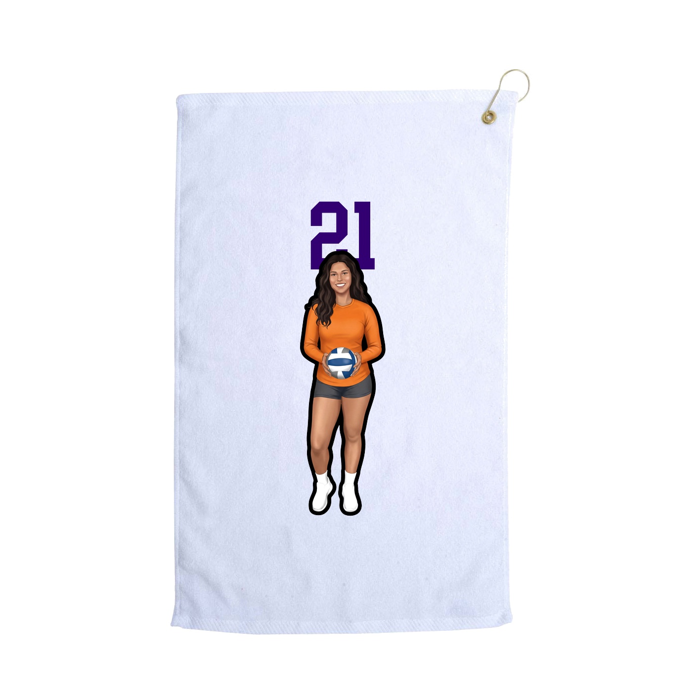 Golf Towel — Number Top in White