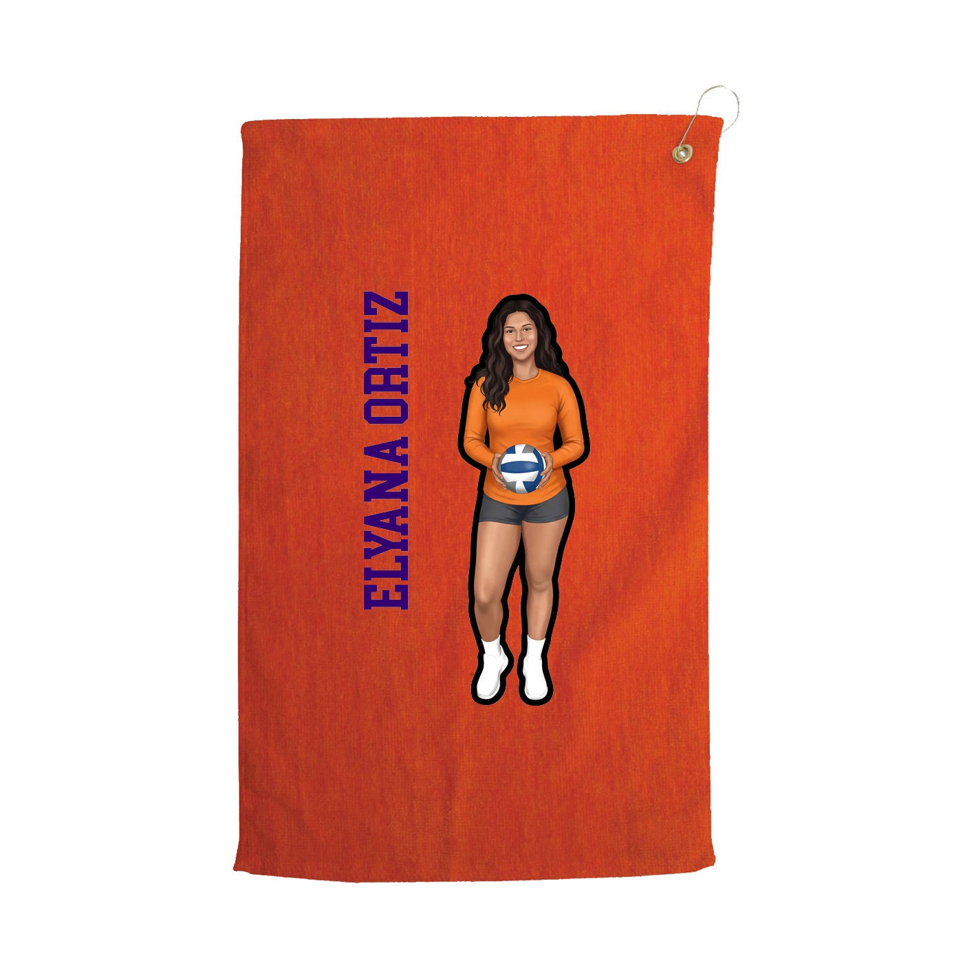 Golf Towel — Name Vertical in Orange