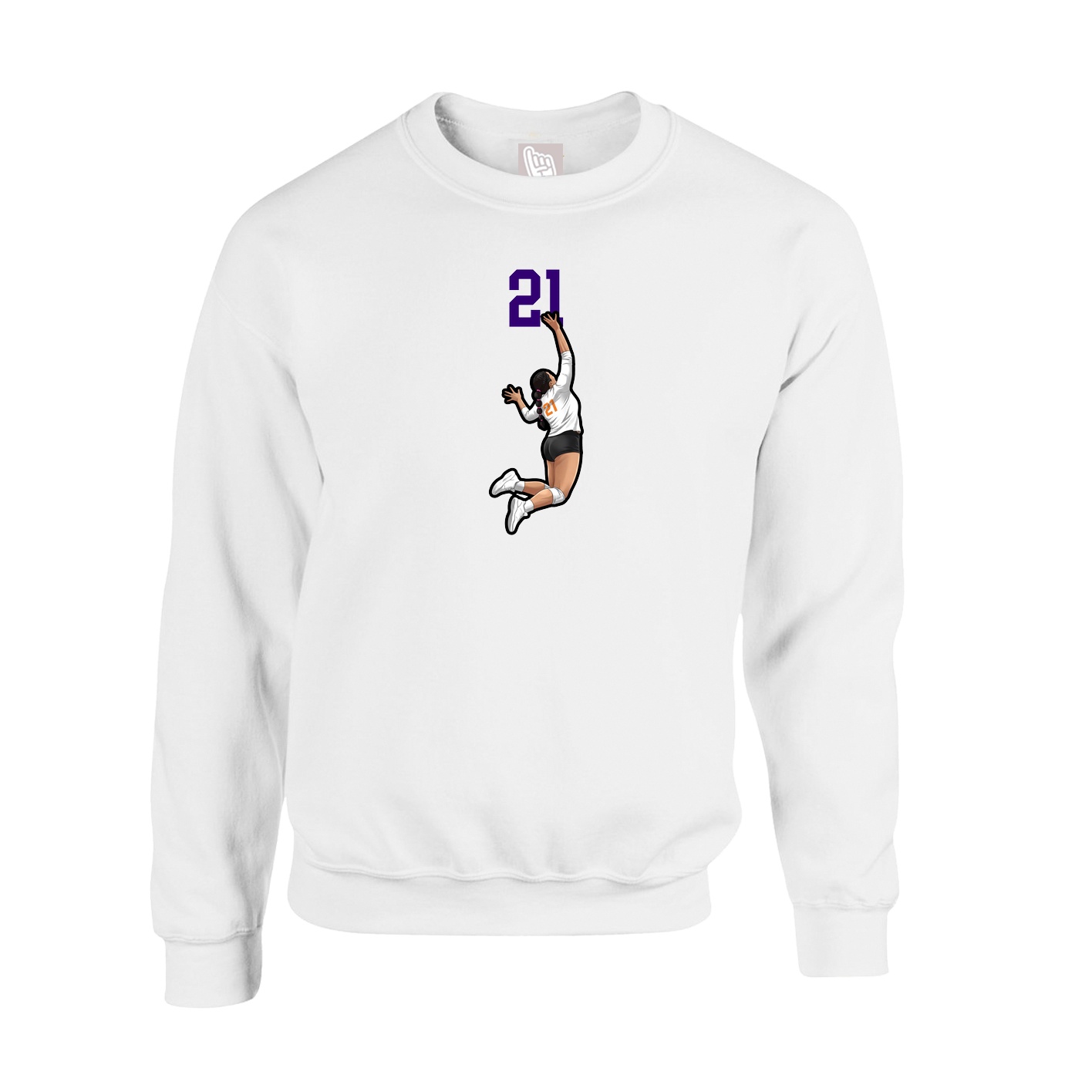 Fleece Crew — Number Top in White