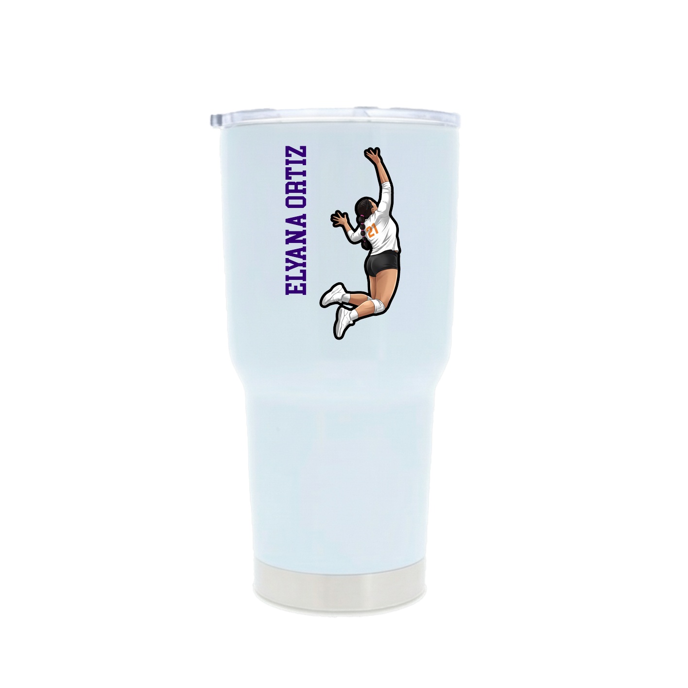30oz Stainless Steel Tumbler — Name Vertical in White