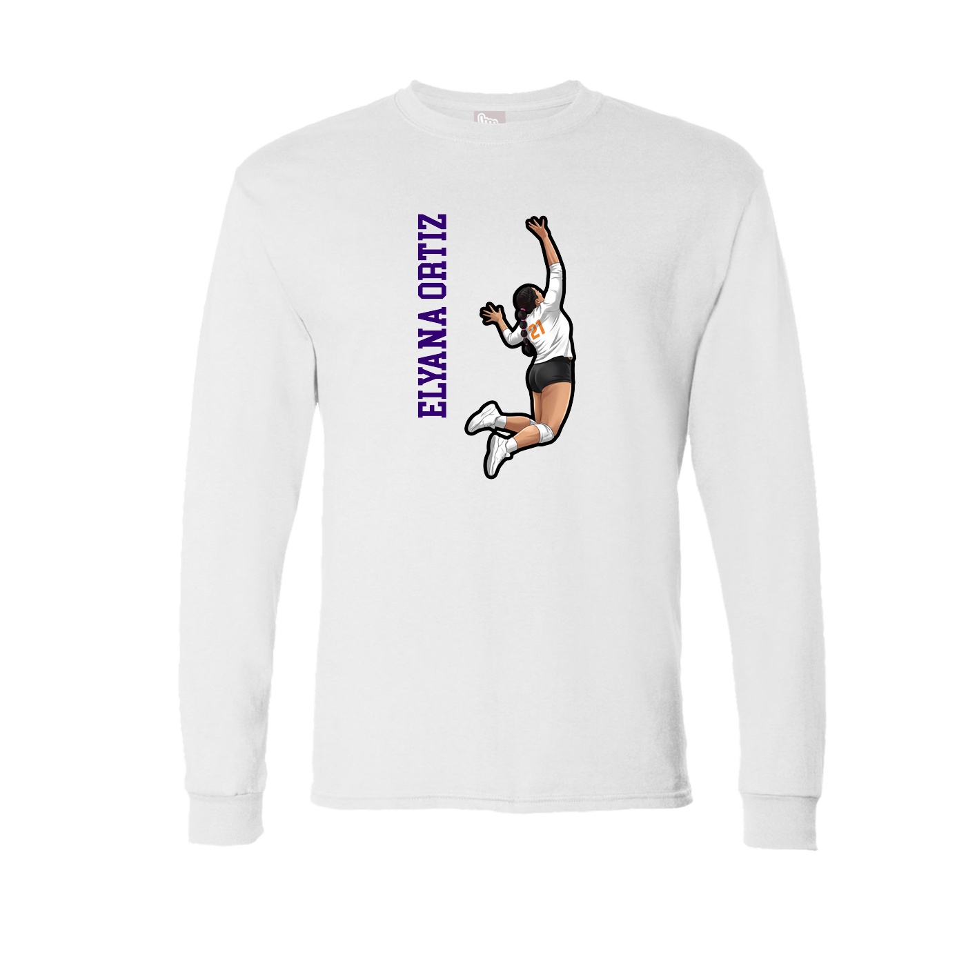 Long Sleeve Tee — Name Vertical in White