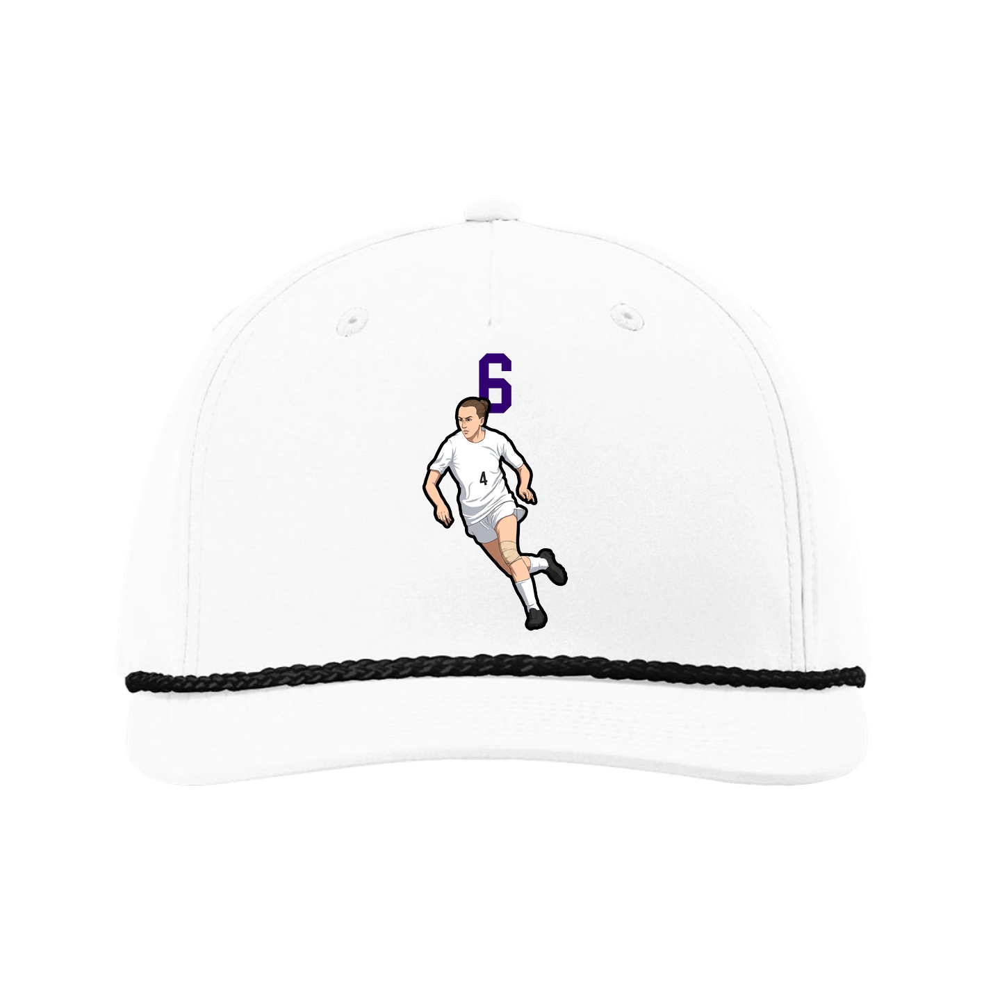 Five-Panel Classic Rope Cap — Number Top in White
