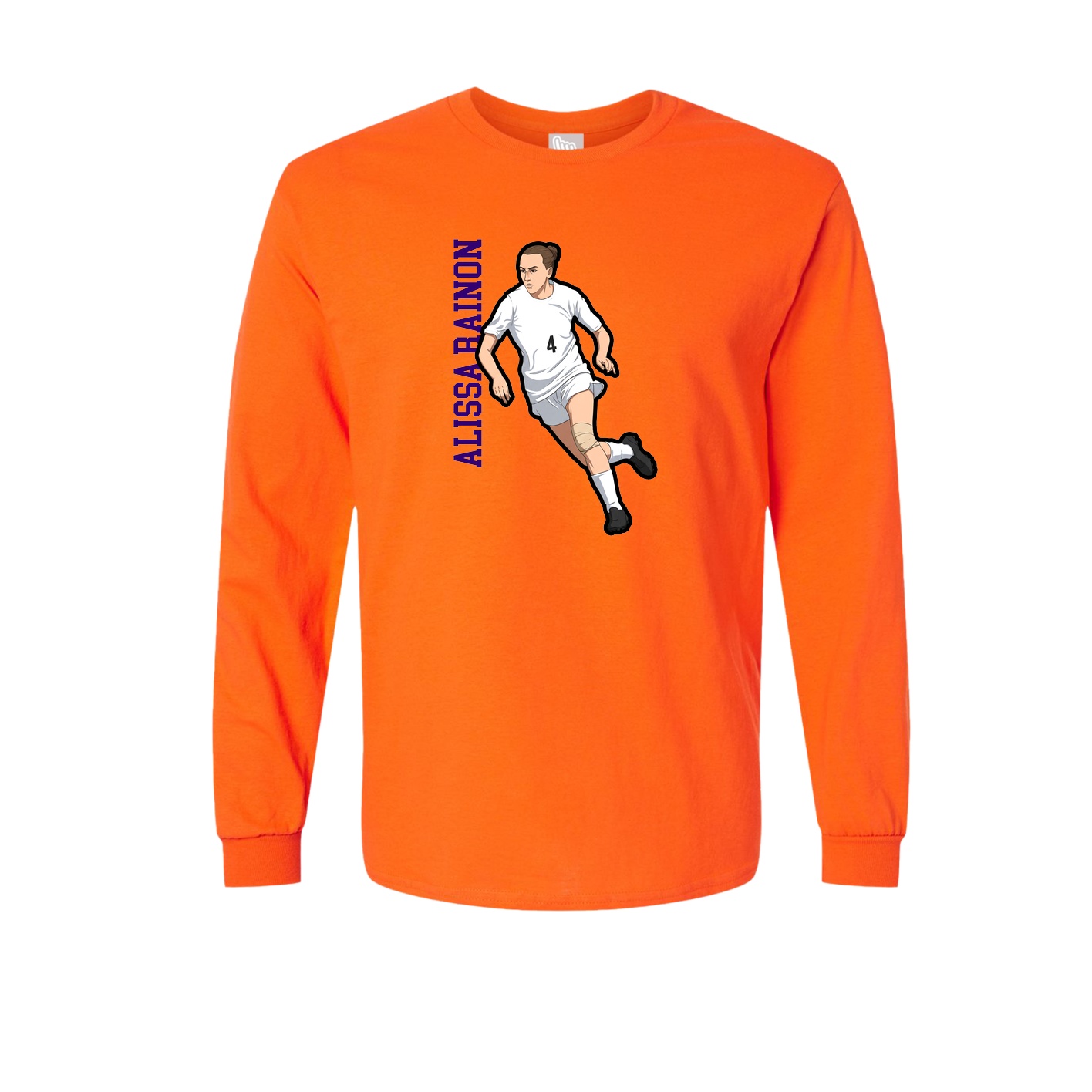 Long Sleeve Tee — Name Vertical in Orange