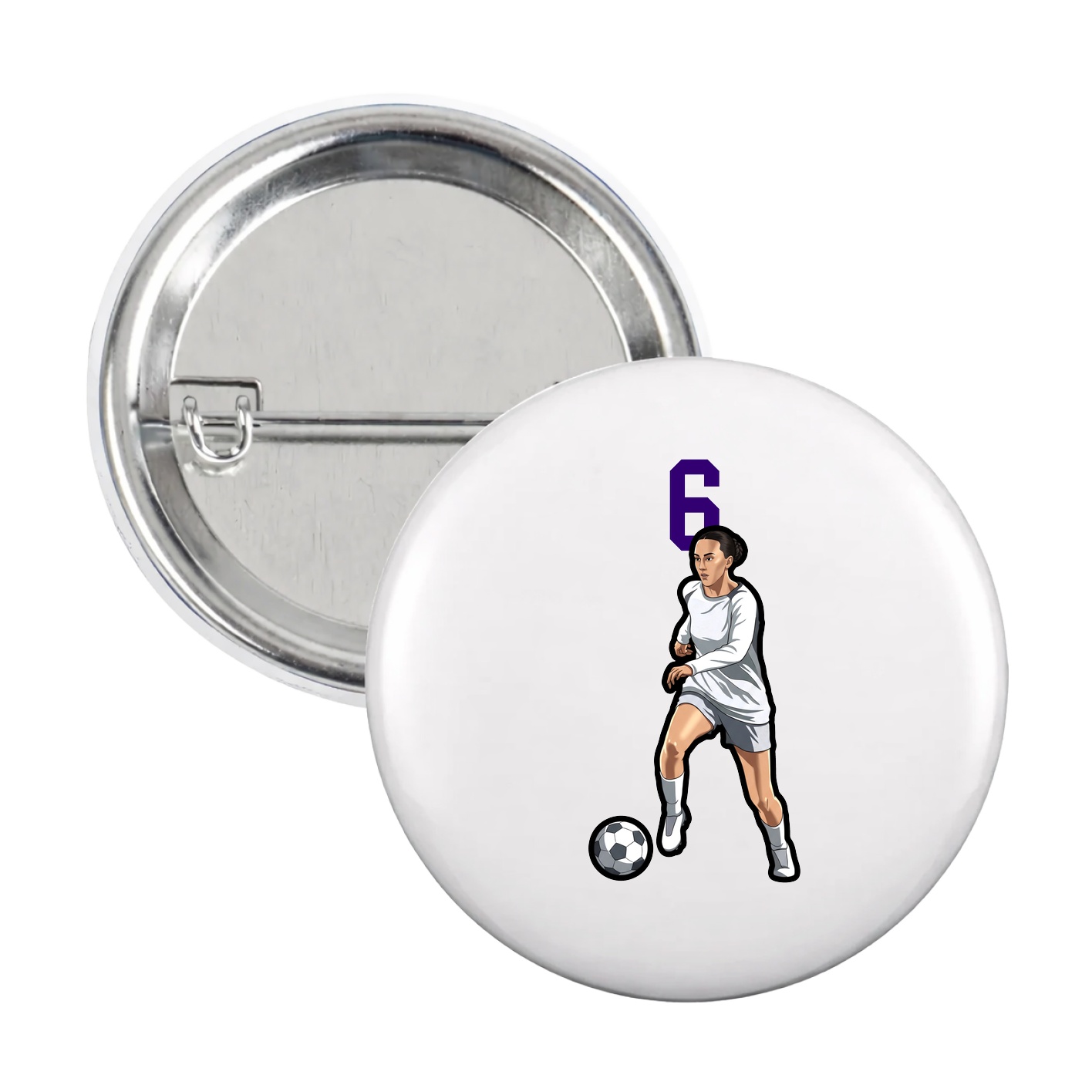Game Day Button — Number Top in White