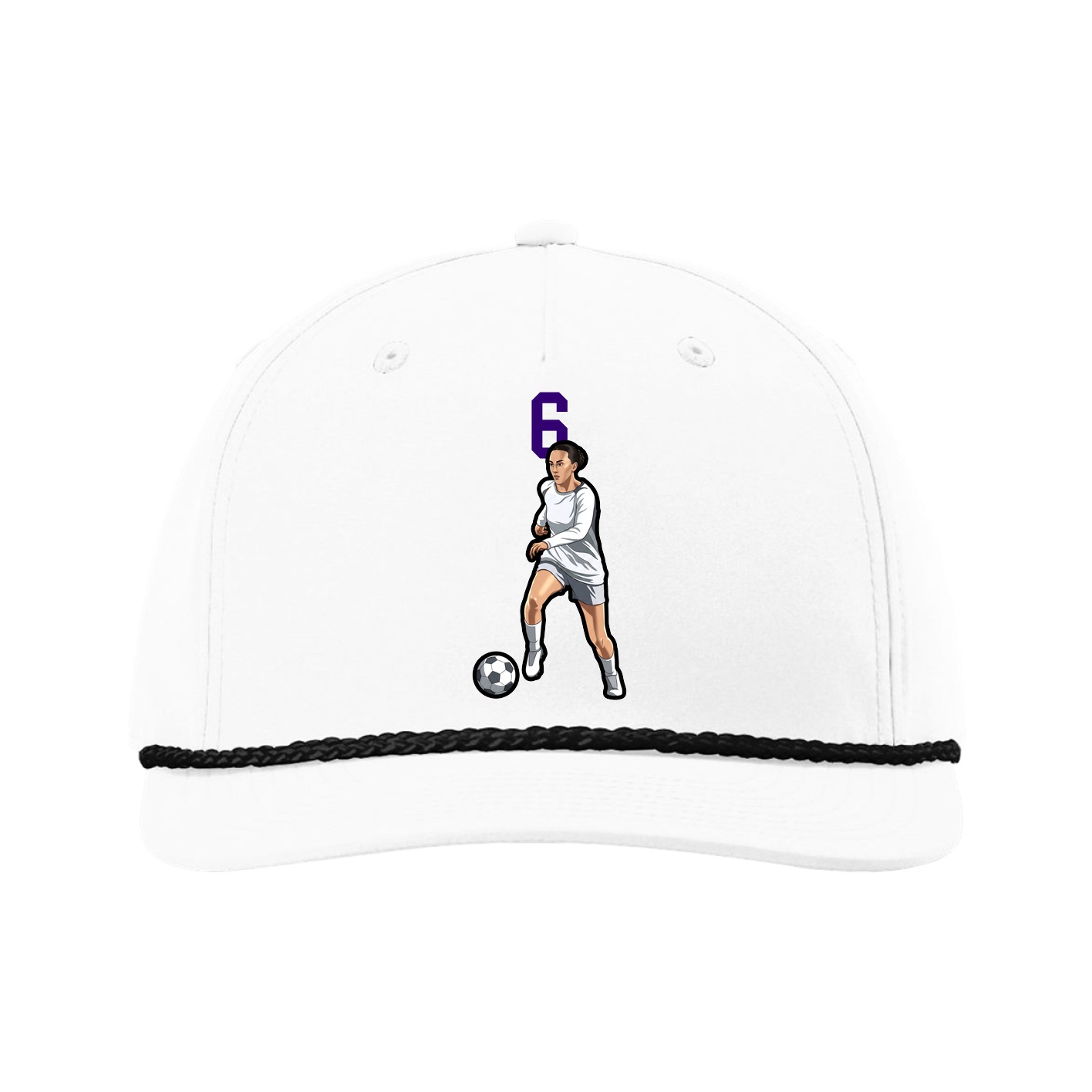 Five-Panel Classic Rope Cap — Number Top in White