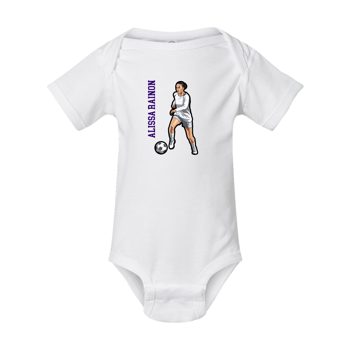 Baby Onesie — Name Vertical in White