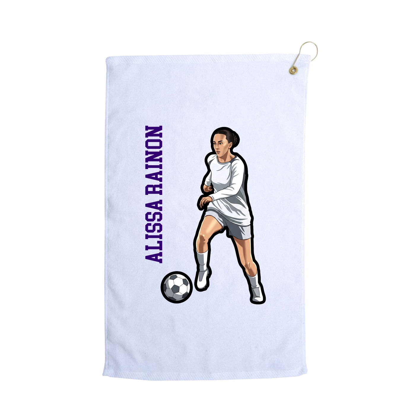 Golf Towel — Name Vertical in White