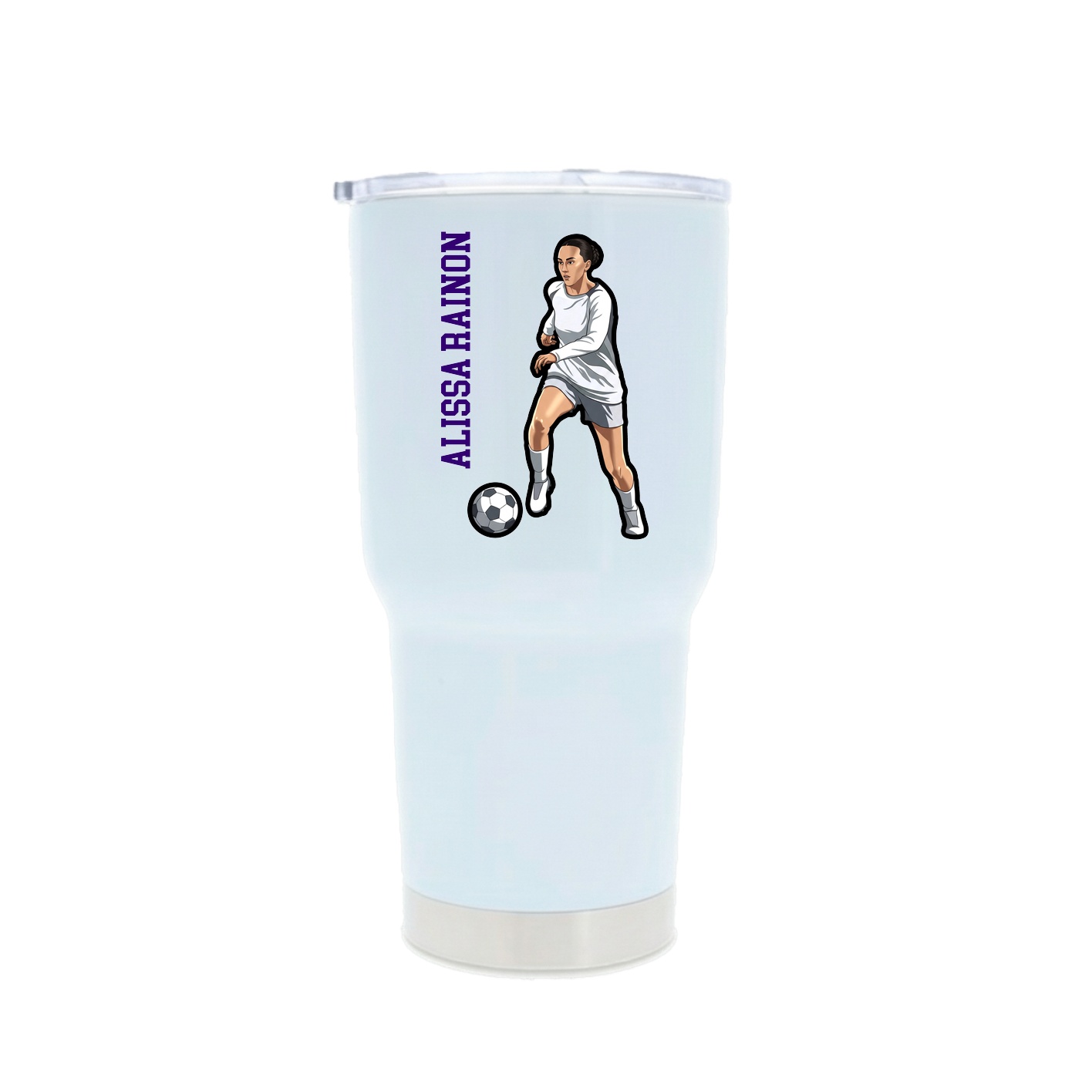 30oz Stainless Steel Tumbler — Name Vertical in White