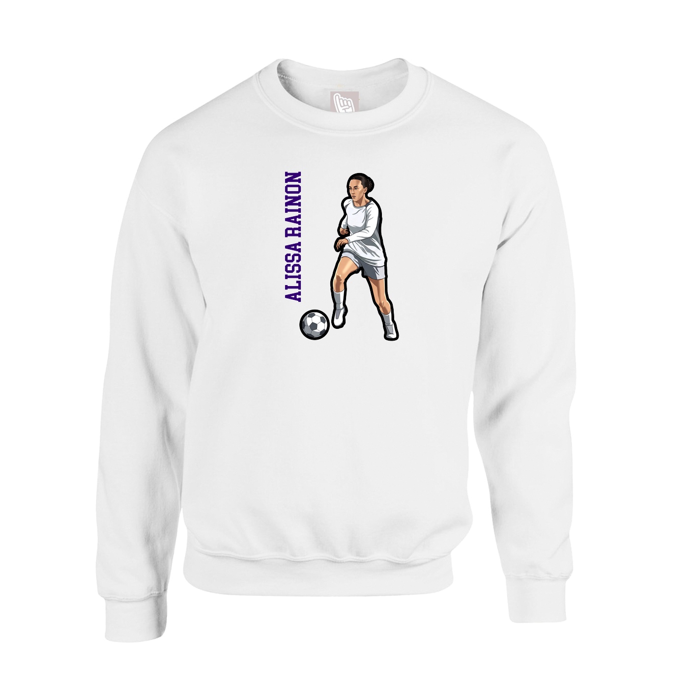 Fleece Crew — Name Vertical in White