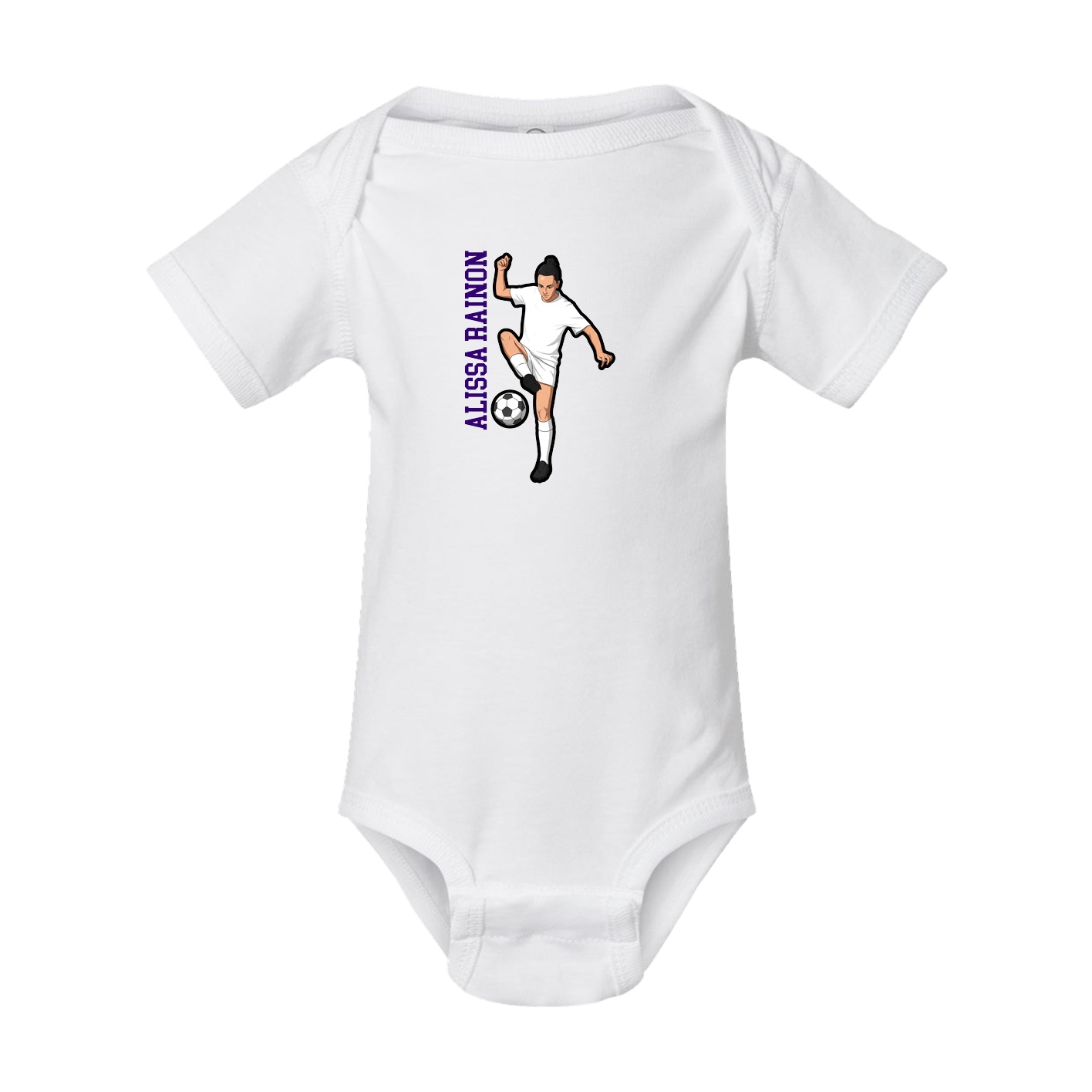 Baby Onesie — Name Vertical in White