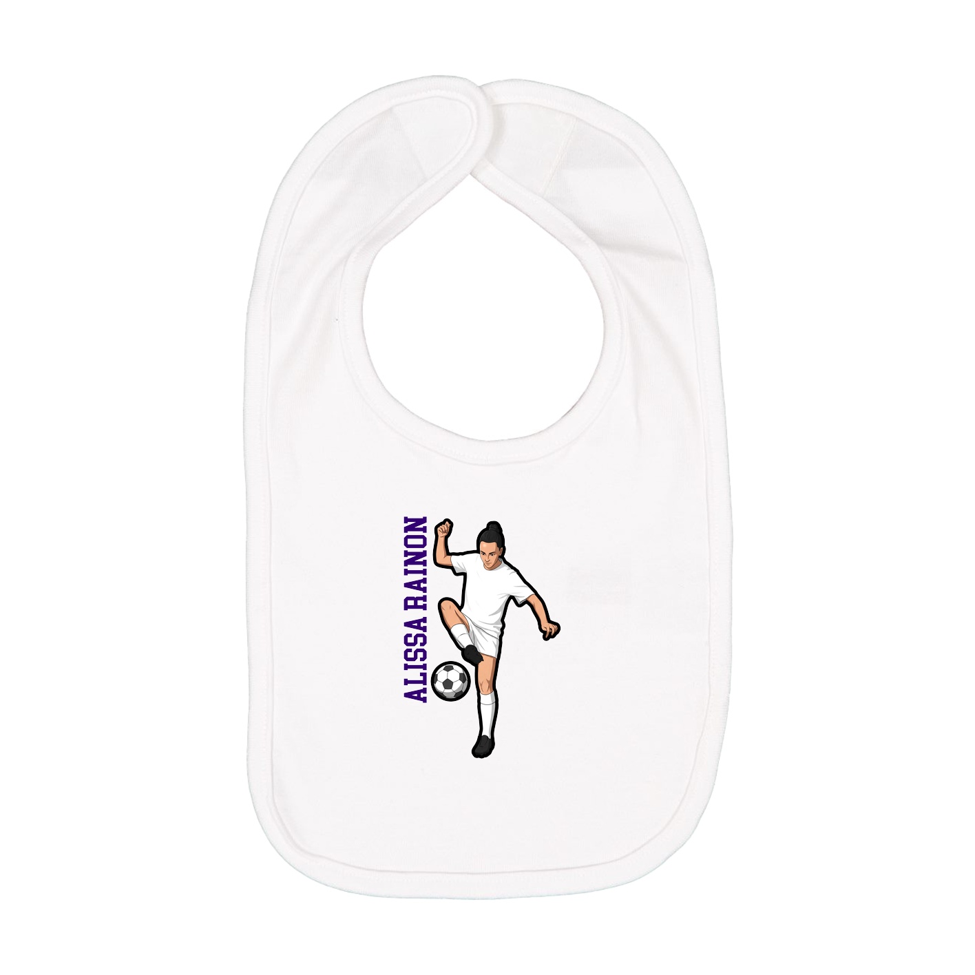 Infant Bib — Name Vertical in White