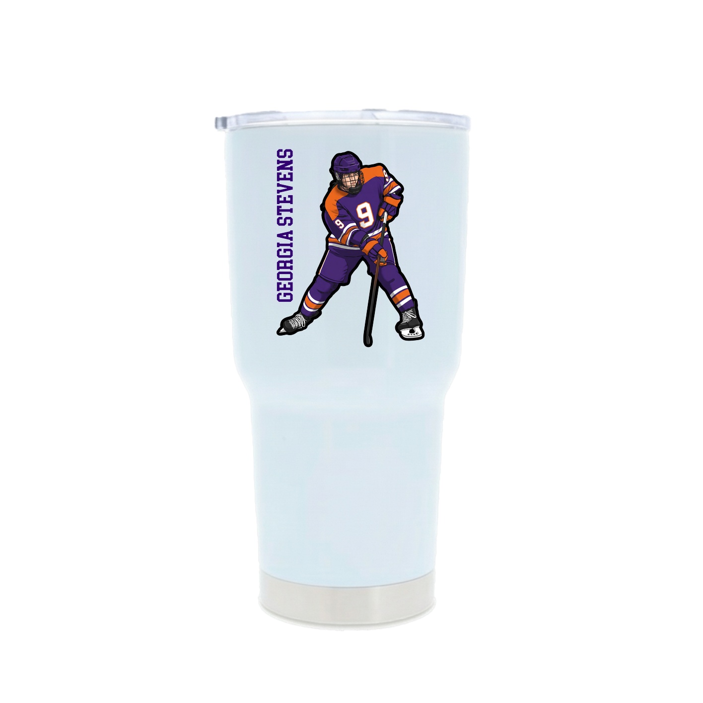 30oz Stainless Steel Tumbler — Name Vertical in White